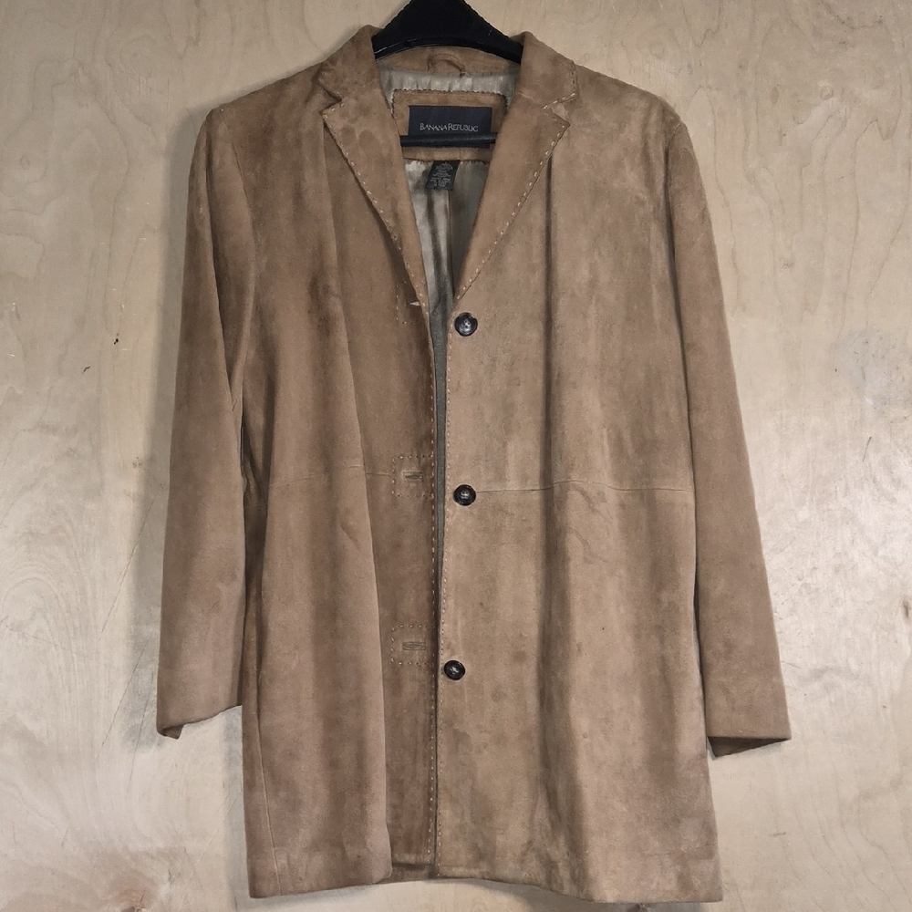 Banana Republic womans Light Tan Suede Trench Coat